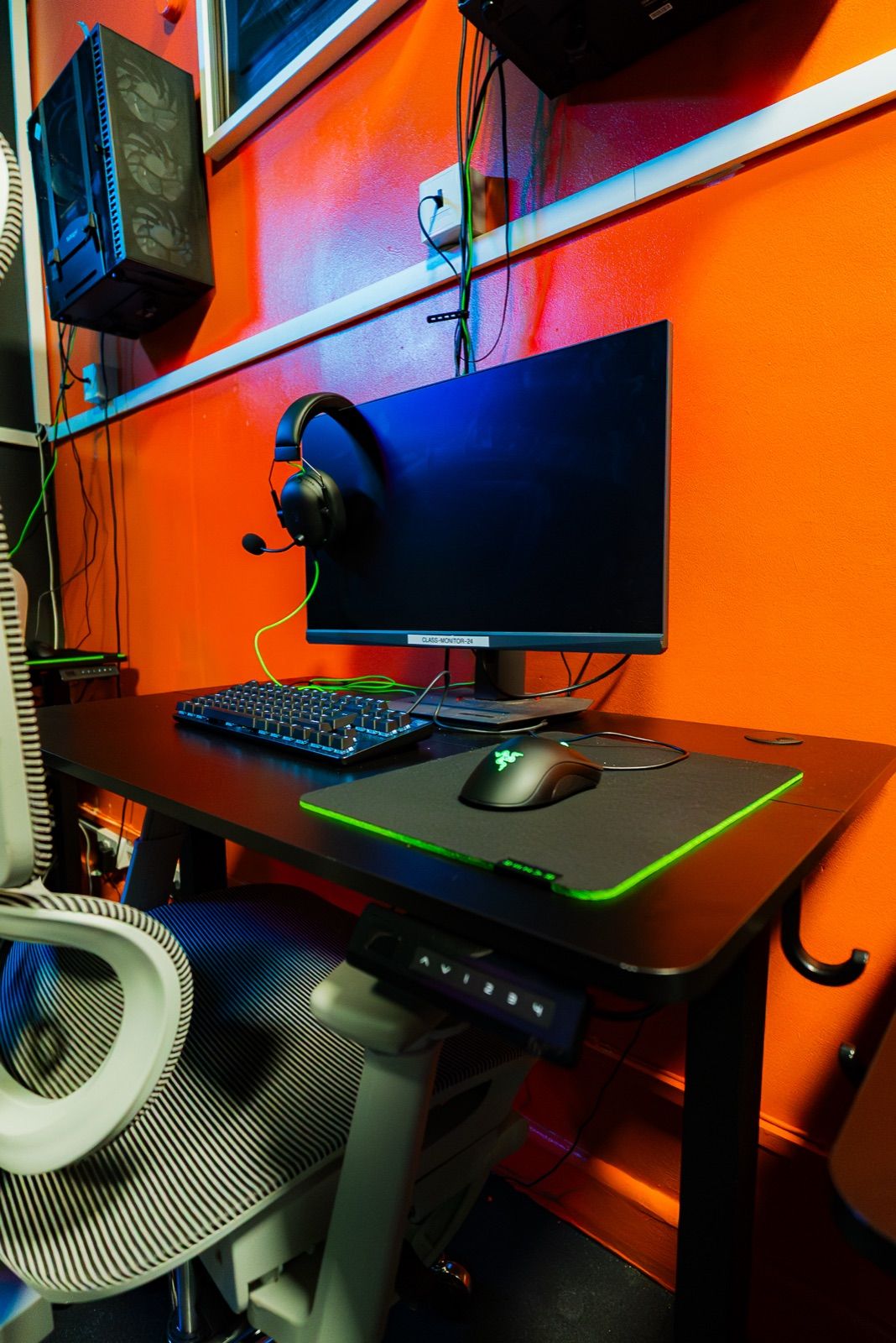 A gaming station in the esports room