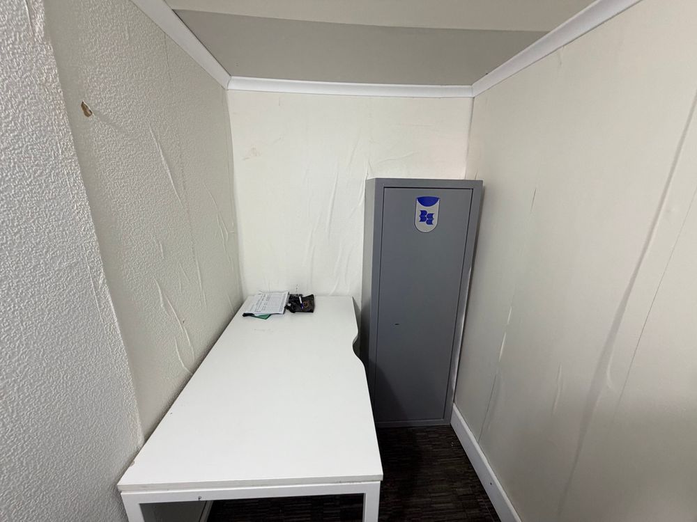The secure exam room with a safe and wire mesh