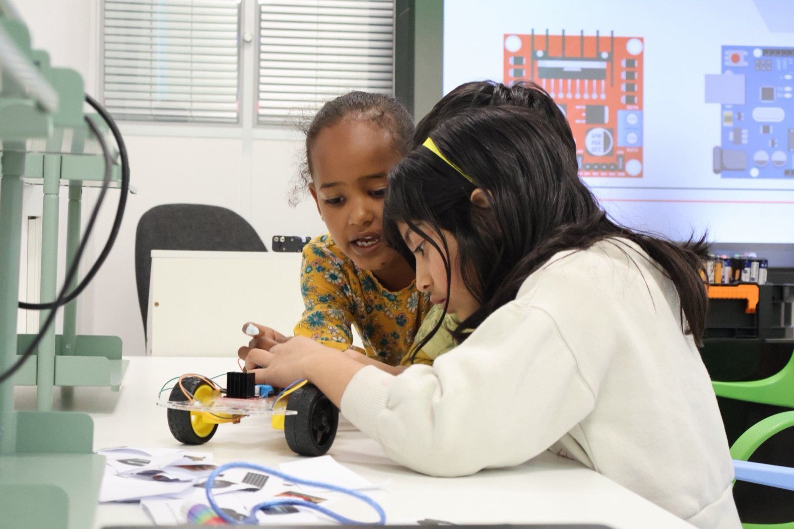 Two Robocoders building a robot car together