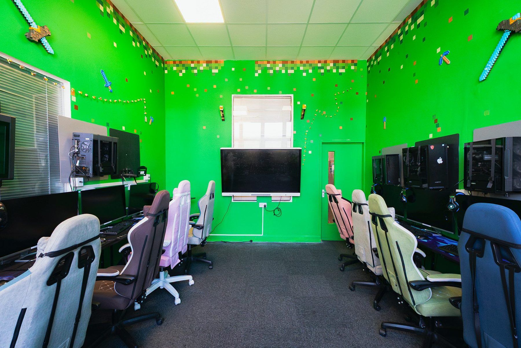 A computer room set up for coding and exams