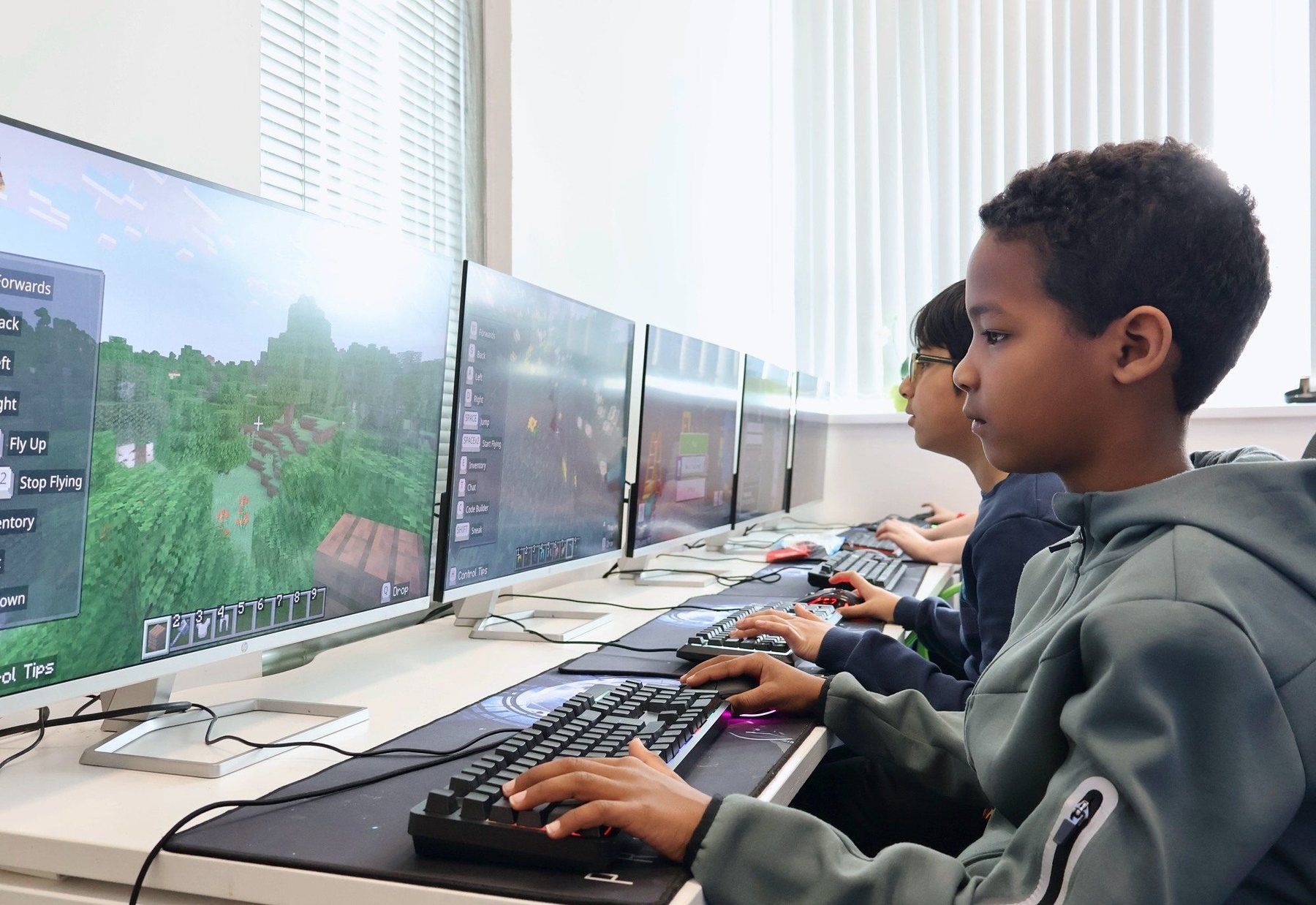 Robocoders building in Minecraft Education