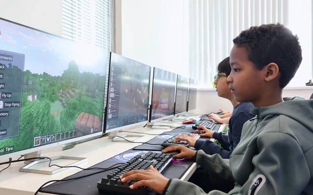 Robocoders building in Minecraft Education