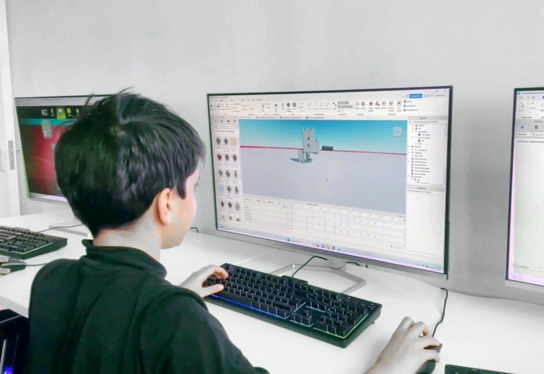 A Robocoder building a game in Roblox Studio